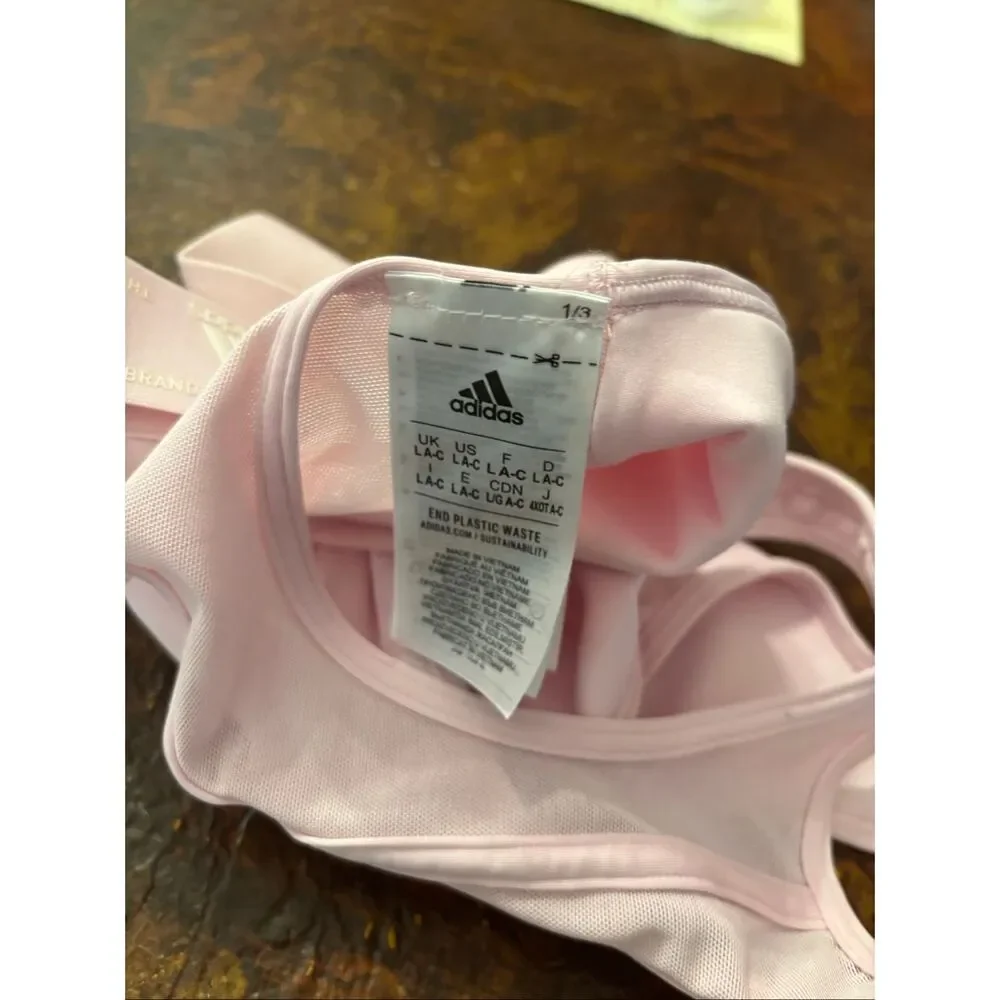 Adidas Powerreact Training Sports Bra Large Baby Pink Gently Worn - Picture 6 of 7